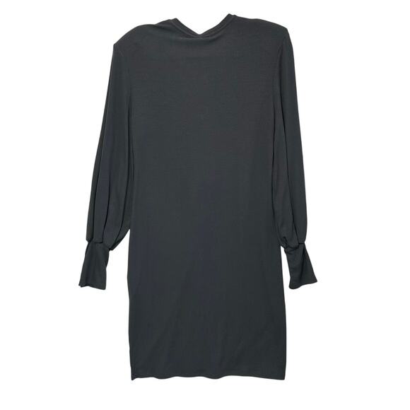 Avec Les Filles Ribbed Sheath Mini Dress NWT Sz L Charcoal 80s Vintage Style - Picture 2 of 6